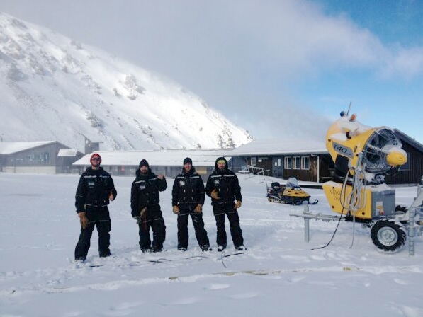 A happy Mt Hutt snowmaking team (L to R) Harrison, Adam, George and Roman.